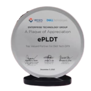 Top Valued Premier Partner Award for VSTECS Dell Technologies for ePLDT Given Dec 2021